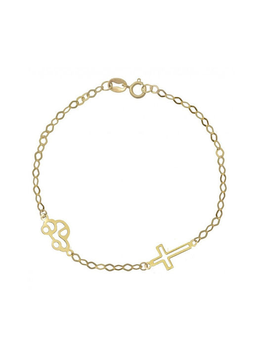 Gold bracelet with cross and car BR32843K 14 Carat