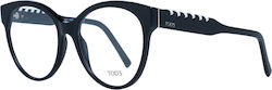 Tod's Plastic Eyeglass Frame Butterfly Black TO5226 001