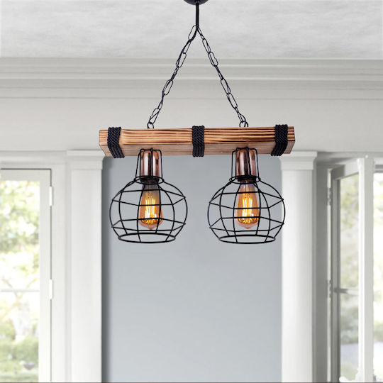 Megapap Marit Brown Ceiling Light with Rope for E27 Socket 65x15x65cm