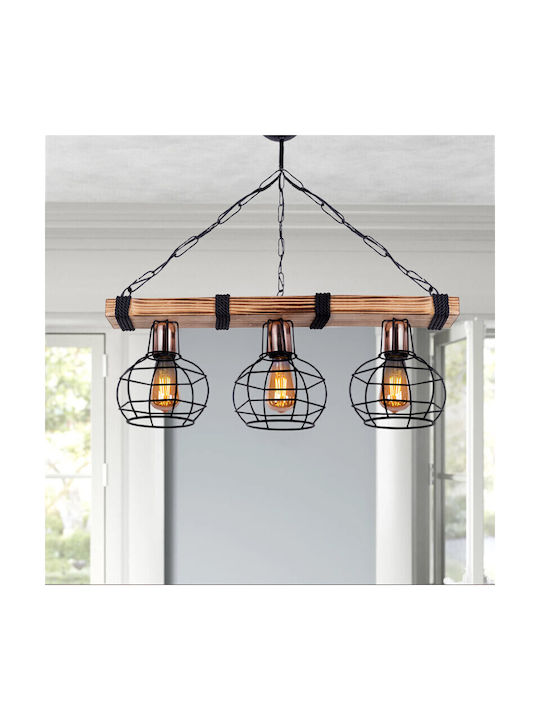 Megapap Marit Pendant Light Black with Rope for Socket E27 50x15x65cm