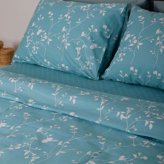 White Fabric Luxe Kissenbezug-Set mit Umschlagumschlag Blau 50x70cm.