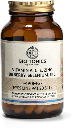 Bio Tonics Vitamin A C E.Zinc Bilberry Selenium 490mg Ειδικό Συμπλήρωμα Διατροφής 90 φυτικές κάψουλες
