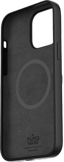 Puro Icon Mag Back Cover Σιλικόνης Μαύρο (iPhone 14 Pro)