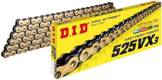 DID Drive Chain 525VX3 G&B for Honda Africa Twin XRV 750 / CBF 600 for Triumph Tiger 800 S/N 2008-2012 / 525 VX G&B x124L