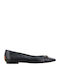Leather Women's Pointed Toe Ballerina Shoes In Black Colour