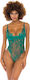 La Lolita Amsterdam Amelia Lace & Satin Lace Bodysuit with Satin Lining on the Chest Green