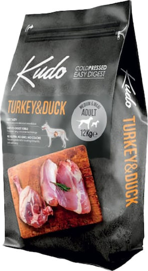 Kudo Medium & Maxi Adult 12kg Dry Food for Adult Medium & Large Breed Dogs with Turkey and Duck