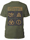 Rock Off Gold Symbols In Black Square T-shirt Led Zeppelin Χακί Βαμβακερό