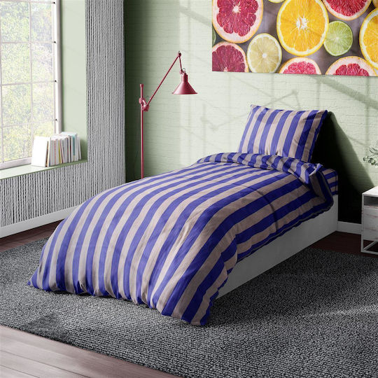 Dimcol Stripes Σετ Μονό 2τμχ 160x240εκ. 157 Purple / Grey