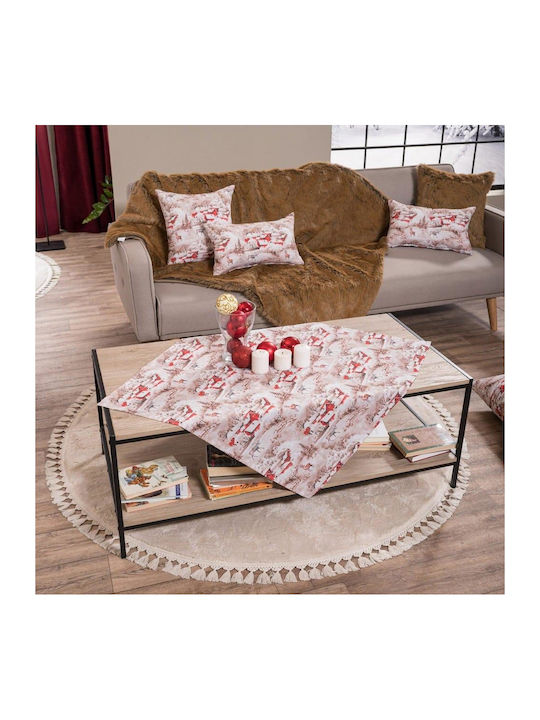 Teoran Weihnachtlich Tischtuch Quadrat Stoff Beige L90xB90cm.