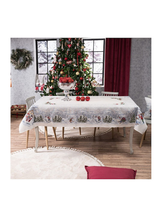 Teoran Weihnachts- Tischtuch Stoff Gray B220xL140cm. 1Stück