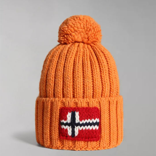 Semiury NA4GKB Ribbed Beanie Cap Orange Buttern NP0A4GKB-AA3