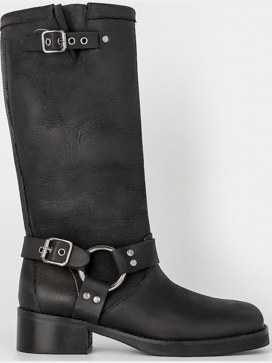 Leder Damenstiefel Schwarz