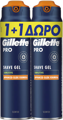 Gillette Pro Sensitive Gel Ξυρίσματος με Αλόη για Ευαίσθητες Επιδερμίδες 2 x 200ml