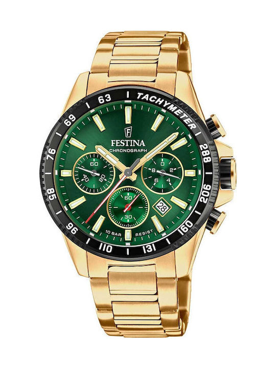Festina Men's Watch 45mm Chronograph Battery with Gold Metal Bracelet
