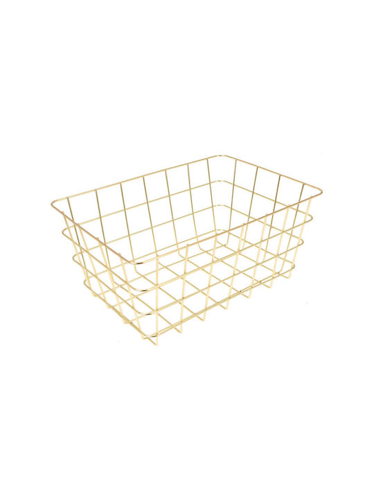 Metallic basket in gold color 300x210x140