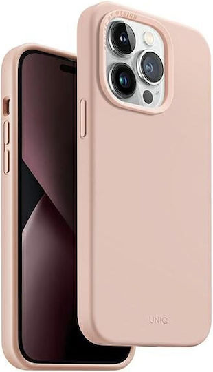 Uniq Lino Hue Magclick Umschlag Rückseite Silikon Blush Pink (iPhone 14 Pro Max)