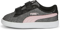 Puma Kids Sneakers for Girls with Hoop & Loop Closure Black