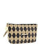 Groß Damen Geldbörse Klassisch Beige Squares