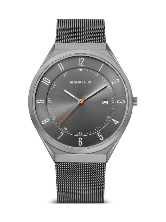 Bering Time Ultra Slim Uhr Batterie mit Gray Metallarmband