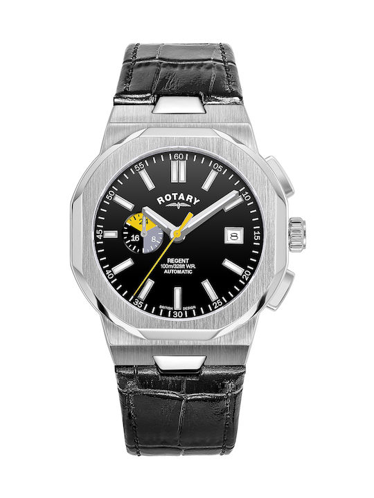Rotary Regent Uhr Chronograph Automatisch mit Schwarz Lederarmband
