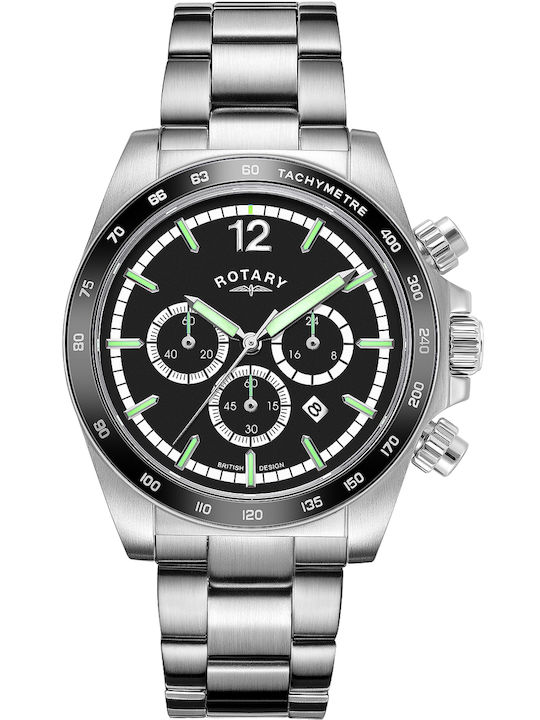 Henley Men's Watch 41mm Chronograph Battery with Silver Stainless Steel Bracelet