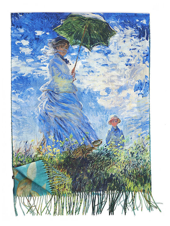 Sequoia Women's Double-sided Pasmina Claude Monet Frau mit einem Sonnenschirm multi Farbe