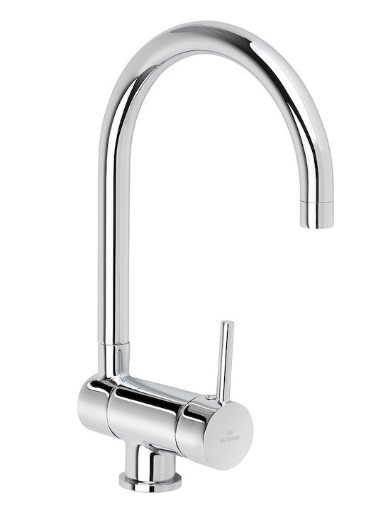 Slovarm ED.3508.A Tall U-Shaped Kitchen Faucet Counter Silver
