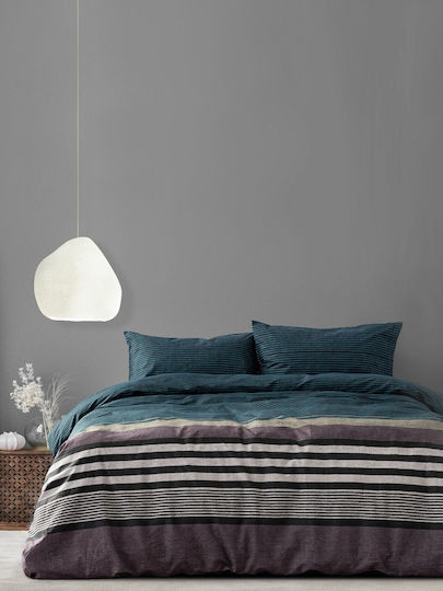 Kocoon Bettwäsche-Set Überdoppel 240x270cm. Komo Blue 4Stück