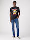 Larston Men's Jeans Trousers Elastic Slim Tapered Fit Blue