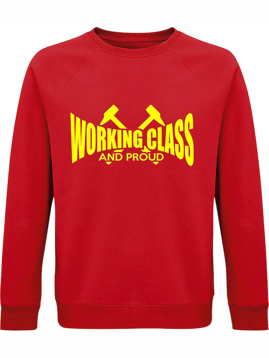 Sweatshirt Unisex Organic " Working Class And Proud ", Red