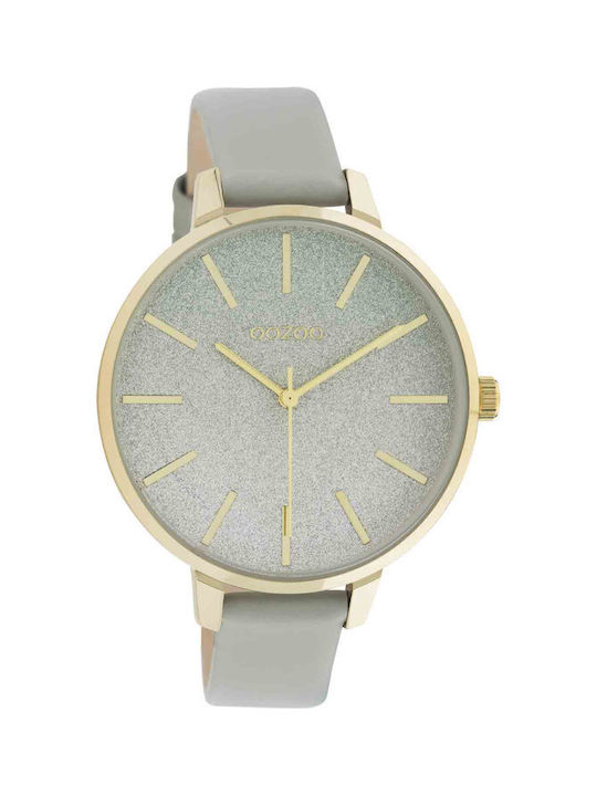 Oozoo Τimepieces Watch with Gray Leather Strap