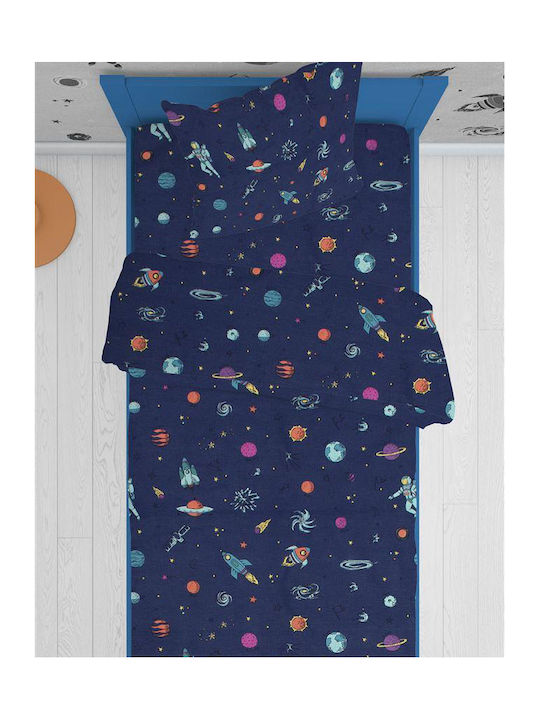 Dimcol Space Παιδική Μαξιλαροθήκη από 100% Βαμβάκι 50x70εκ. Μπλε