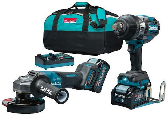 Makita DK0139G202 Set Angle Wheel & Impact Driver with 2 Batteries 4Ah and Case