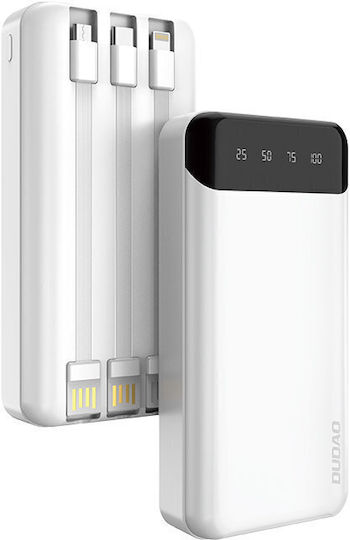 Dudao K6PRO+ Power Bank 20000mAh cu 2 Porturi USB-A și Port USB-C Alb