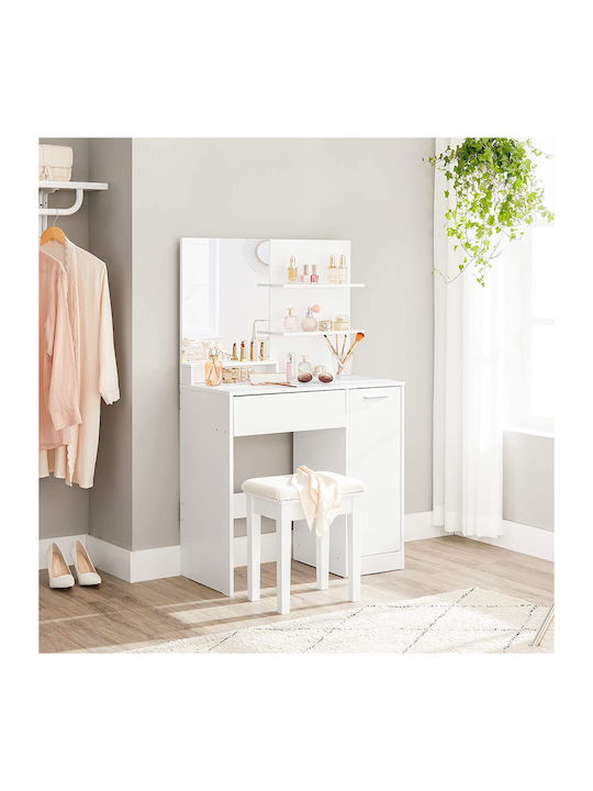 Wooden Makeup Dressing Table White with Mirror 80x40x132cm