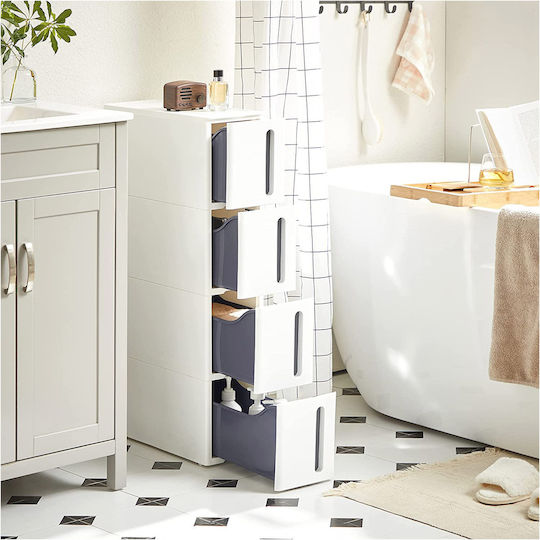 Songmics Rafturi de baie Raft Baie Lemn cu 3 Rafturi 45x17x84cm Albă