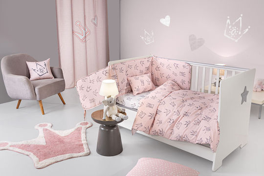Guy Laroche Majesty Baby Sheets Set Crib Cotton Pink 115x170cm 3pcs