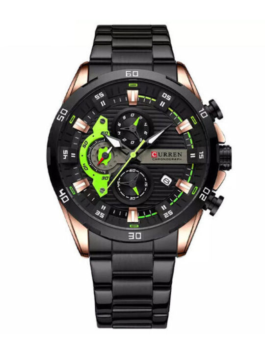 Curren Men's Watch 47mm Chronograph Battery with Metal Bracelet Black / Rose Gold