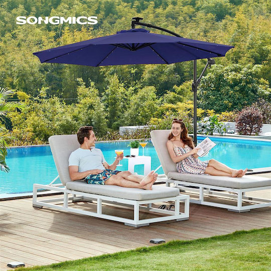 Hängender Metall-Garten- und Terrassen-Sonnenschirm Blau Hängender Metall-Garten- und Terrassen-Sonnenschirm Blau