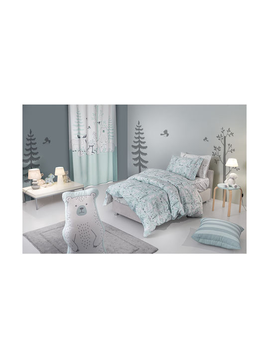 Guy Laroche Forest Mist Set Kids Duvet Cover Single with Pillowcase Cotton Light Blue 165x225cm