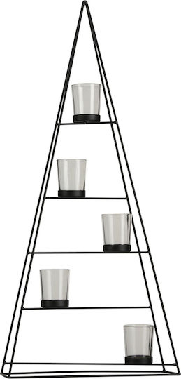 House of Seasons Christmas Metallic Black Candlestick 68x31cm