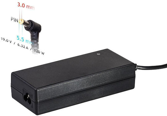Akyga Φορτιστής Laptop 120W 19V 6.32A για Samsung χωρίς Καλώδιο Τροφοδοσίας