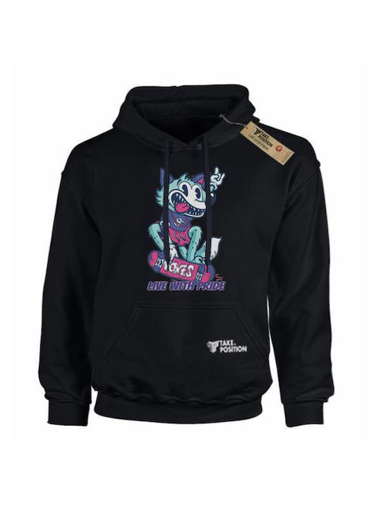 Takeposition Kids Sweatshirt with Hood and Pocket Black Classic Fox Scater