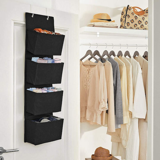 Songmics Fabric Hanging Storage Case for Underwear in Black Color 33.5x12x100cm 1pcs