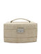 Velvet Jewellery Box with Drawer and Mirror Beige 22x13x12.5cm