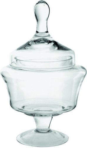 Home Design Vintage Glass Sweet Jar with Lid and Foot Transparent 21x21x36cm