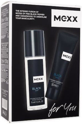 Mexx Black Skin Care Set for Cleaning Body Cleaning with Deodorant & Bubble Bath