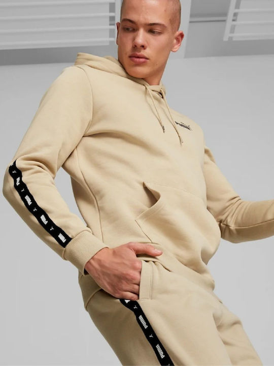 Puma Essentials Herren Sweatshirt mit Kapuze und Taschen Beige