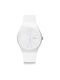 Swatch White Rebel Uhr Batterie mit Weiß Kautschukarmband